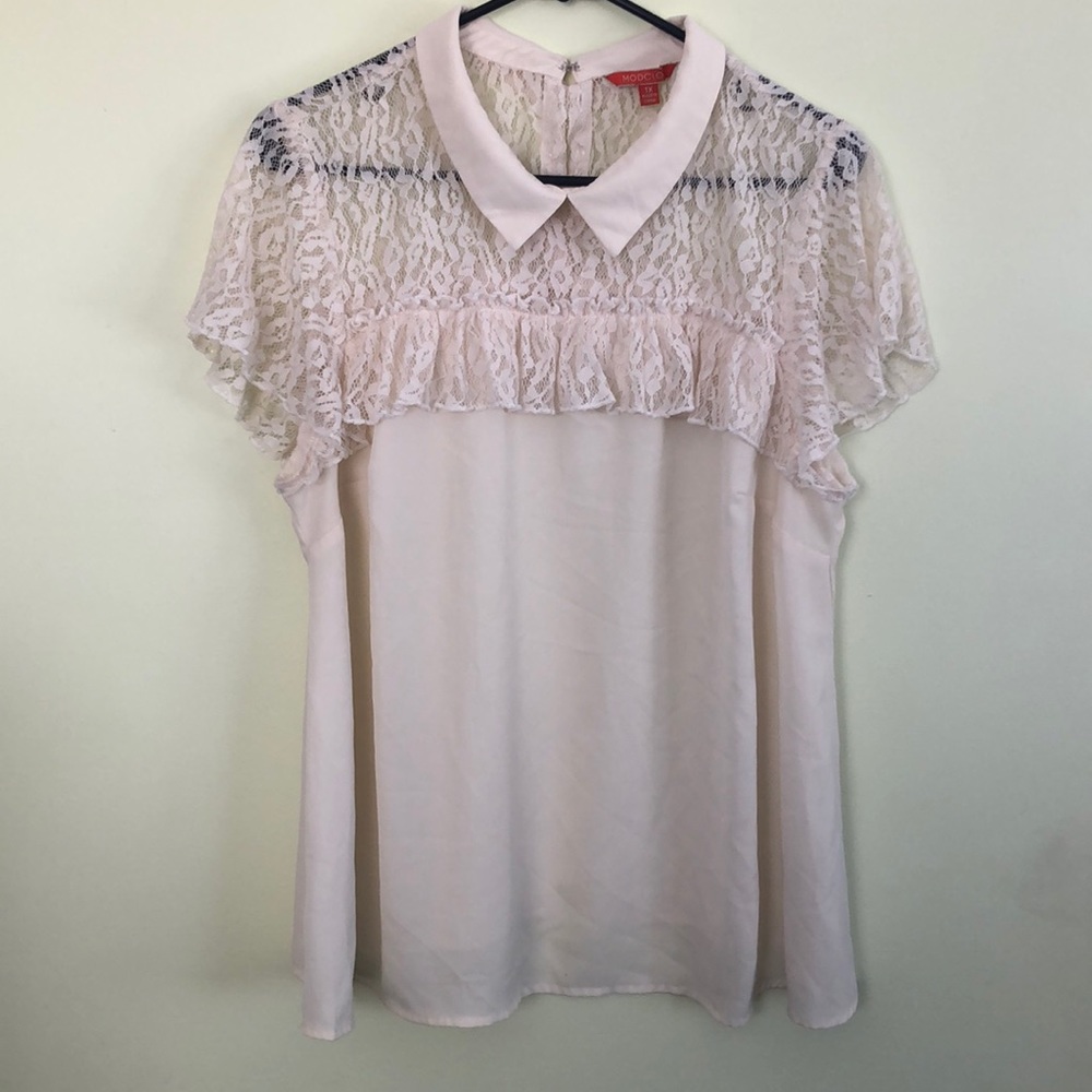 Modcloth cream ruffled blouse